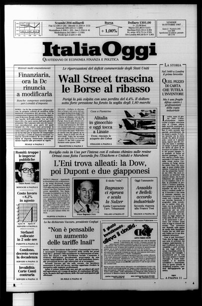 Italia oggi : quotidiano di economia finanza e politica